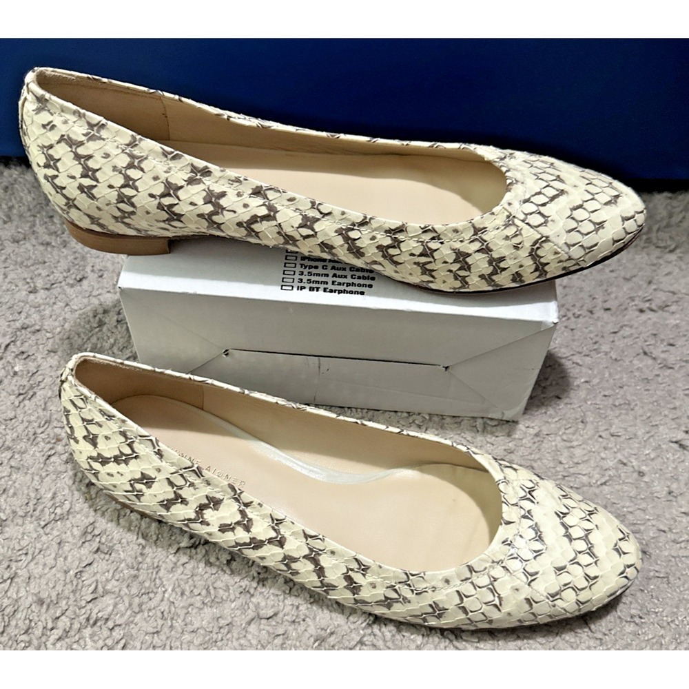 Etienne Aigner Size 9.5 Cara Snake Almond Ballet Flats Shoes Leather Vintage